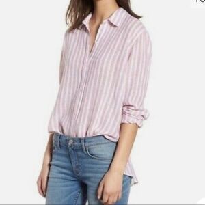 Rails Charli Peach Stripe Linen Blend Shirt